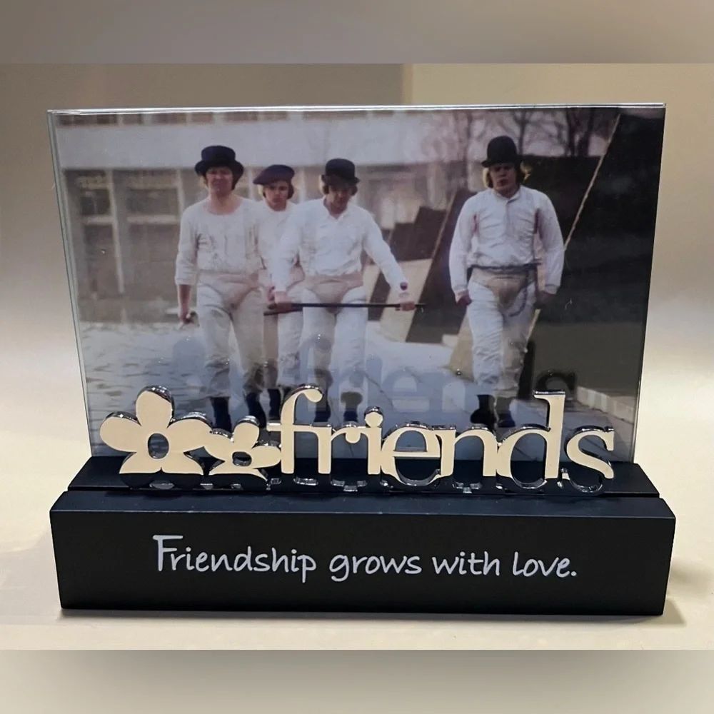 2 Family & Friends Expressions Picture Frames w/ Silver Word Accent 4x6 Black
